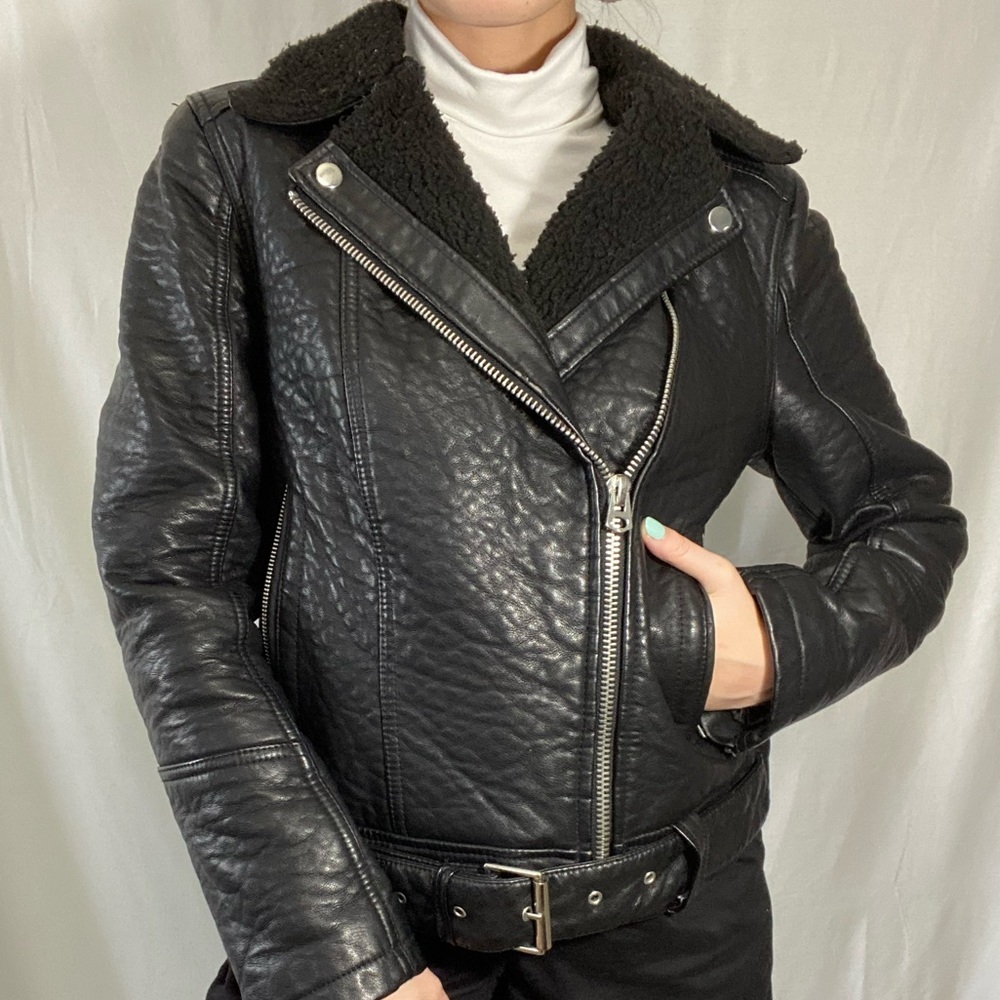 Womens @forever21 faux leather moto jacket size S